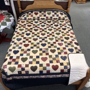 9 Patch with Hearts Queen quilt