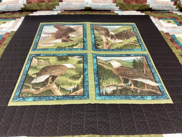 Majestic Eagles Log Cabin Hand Quilted King Size - Image 2