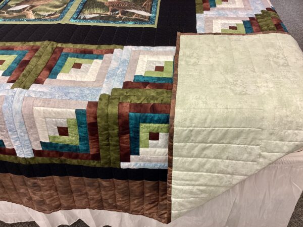 Majestic Eagles Log Cabin Hand Quilted King Size - Image 5