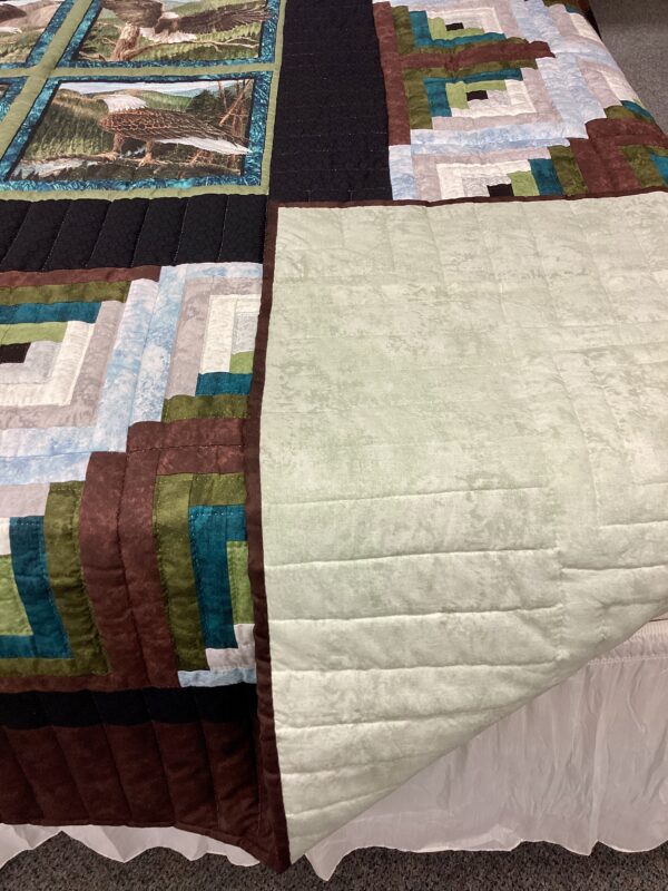 Majestic Eagles Log Cabin Hand Quilted King Size - Image 8