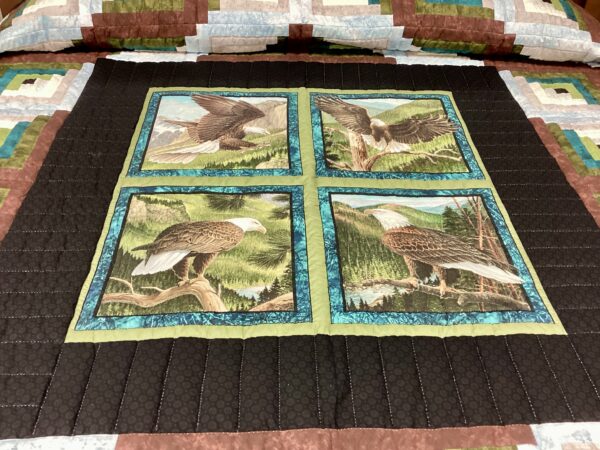 Majestic Eagles Log Cabin Hand Quilted King Size - Image 2