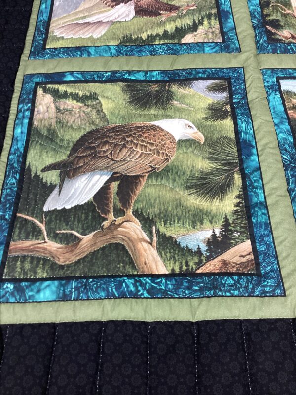 Majestic Eagles Log Cabin Hand Quilted King Size - Image 5