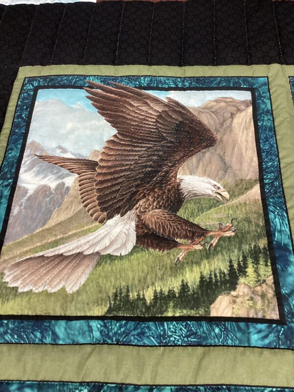 Majestic Eagles Log Cabin Hand Quilted King Size - Image 3