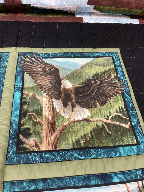 Majestic Eagles Log Cabin Hand Quilted King Size - Image 4