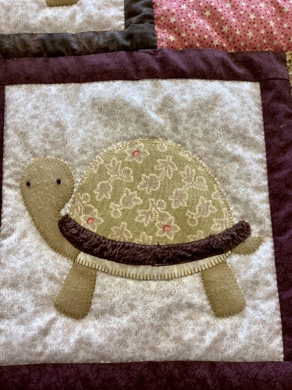 Crib Size Hand-Quilted Appliqued Turtles - Image 4