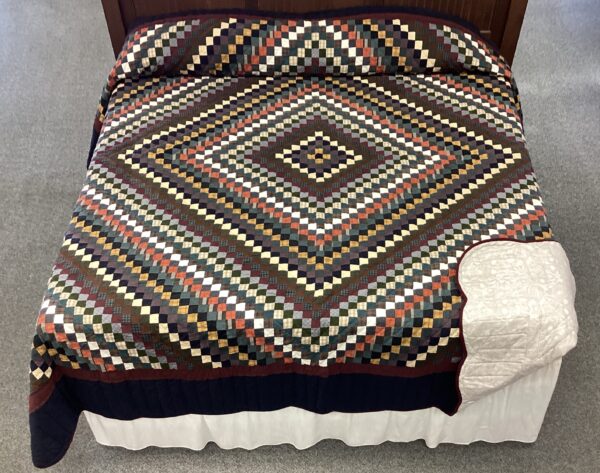 Postage Stamp in Flannel Hand-Quilted King Size Quilt